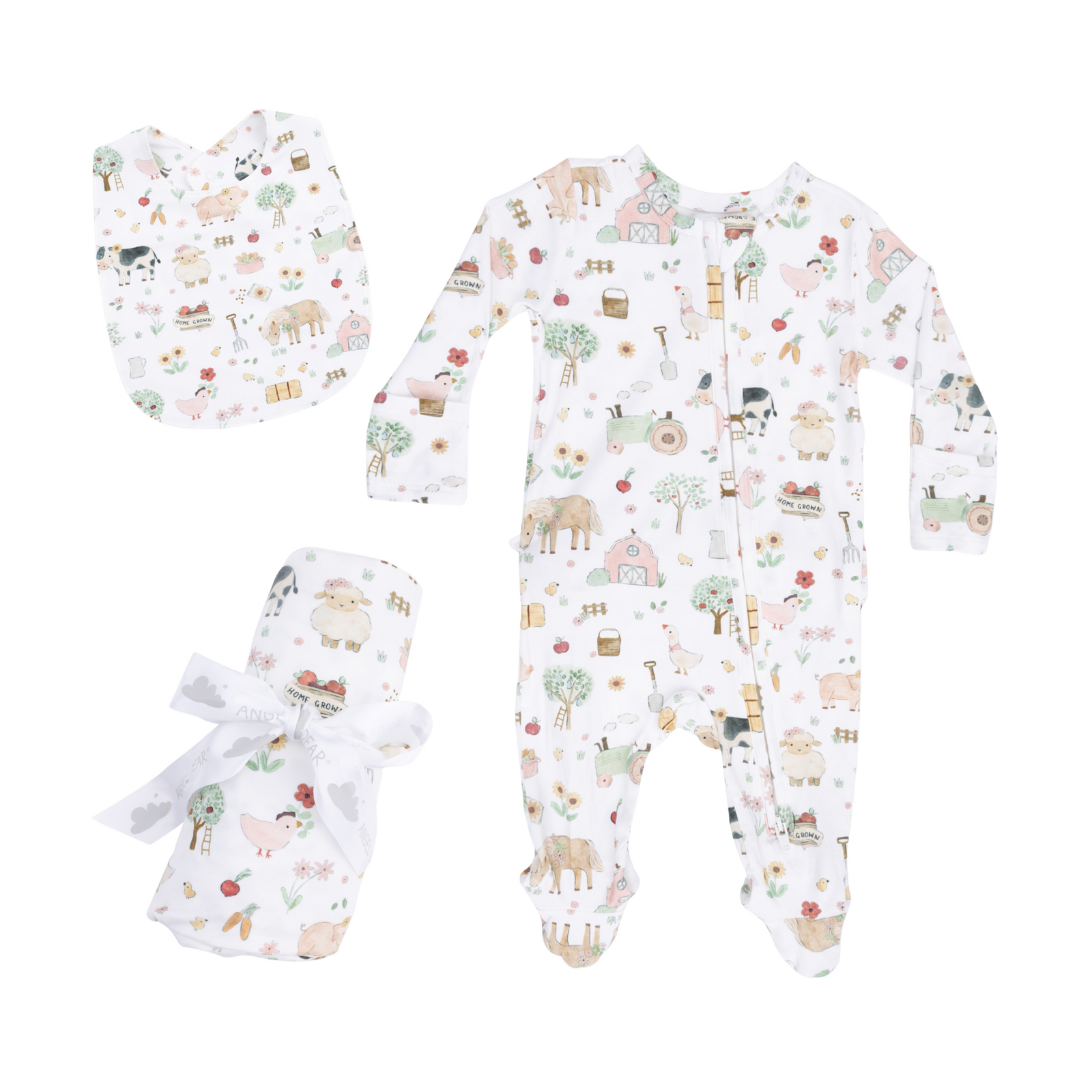 Cute Farm Animals Pink Swaddle Blanket