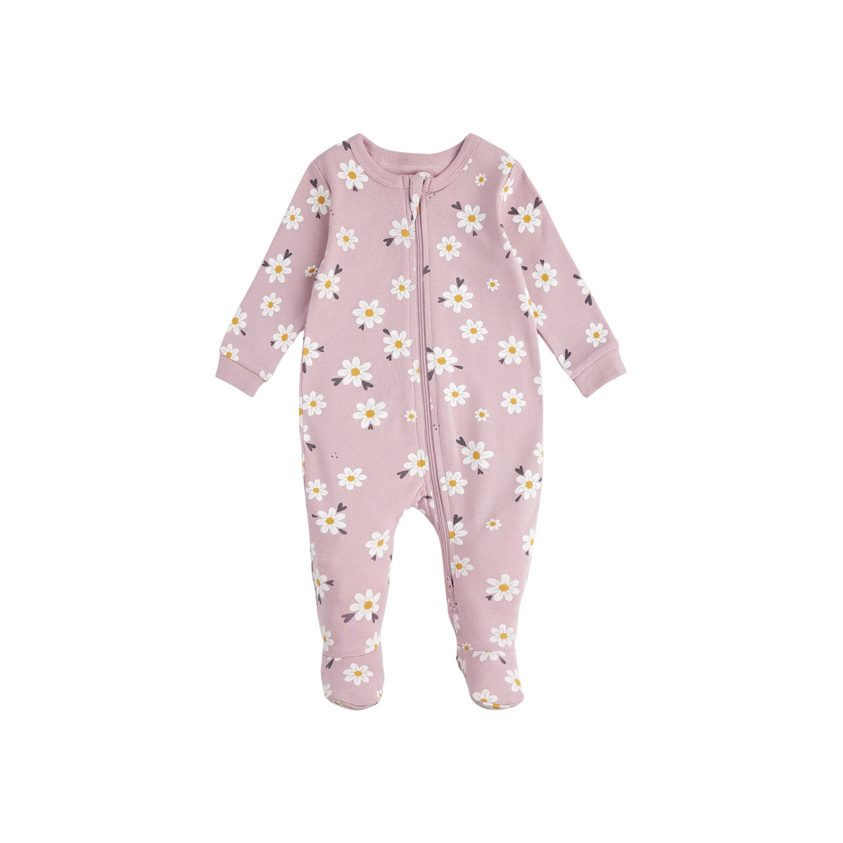 Pink Daisy Print 2-Way Zipper Footie