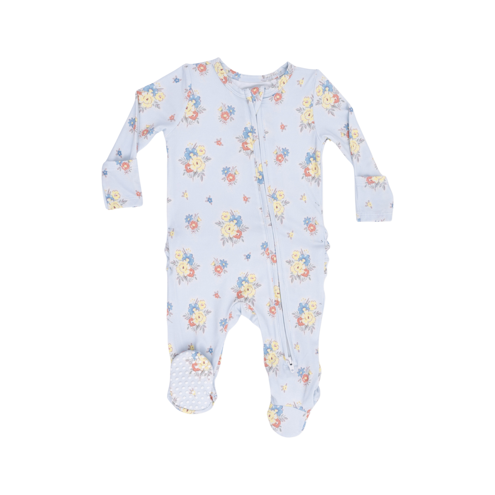Country Stitch Floral 2-Way Ruffle Zipper Footie
