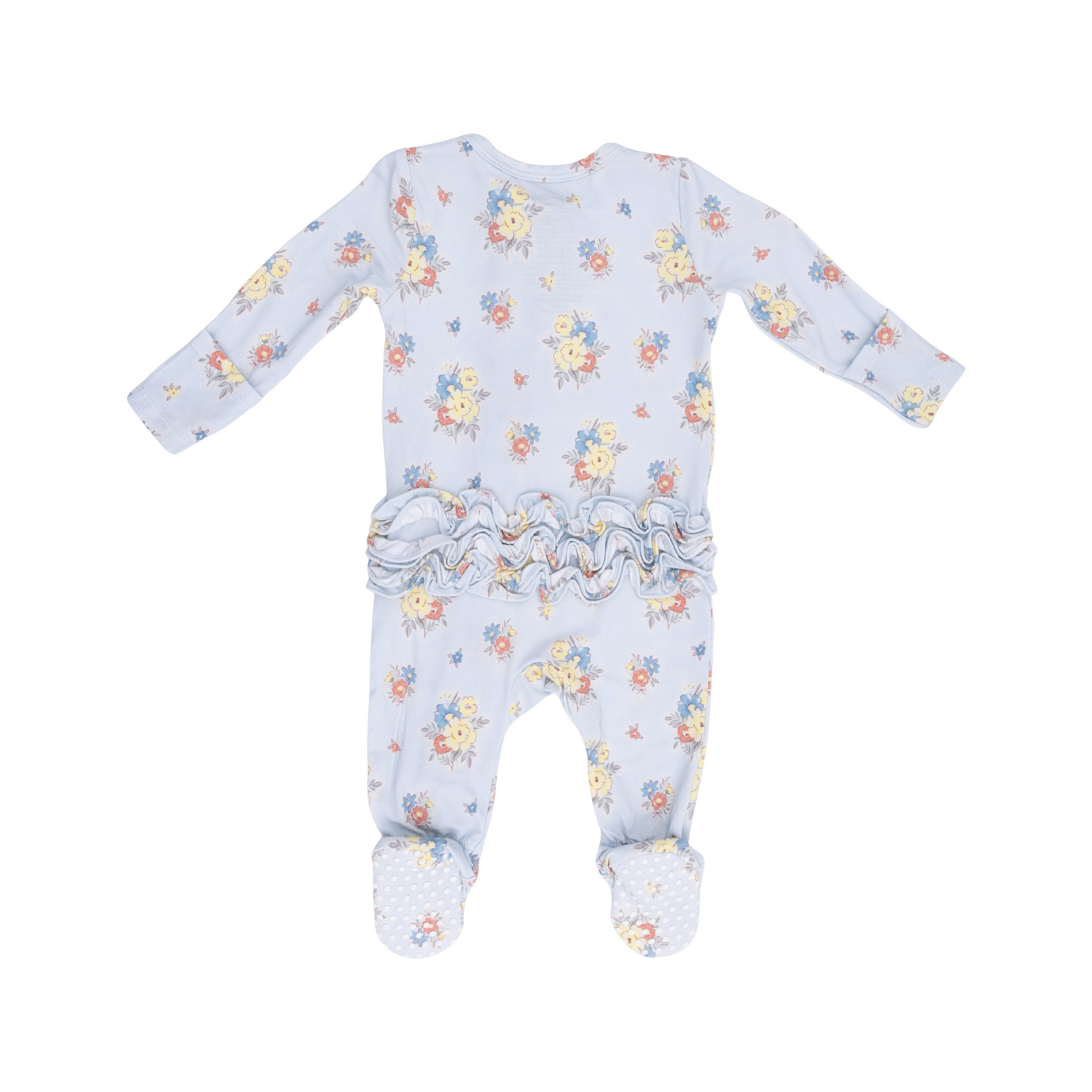 Country Stitch Floral 2-Way Ruffle Zipper Footie