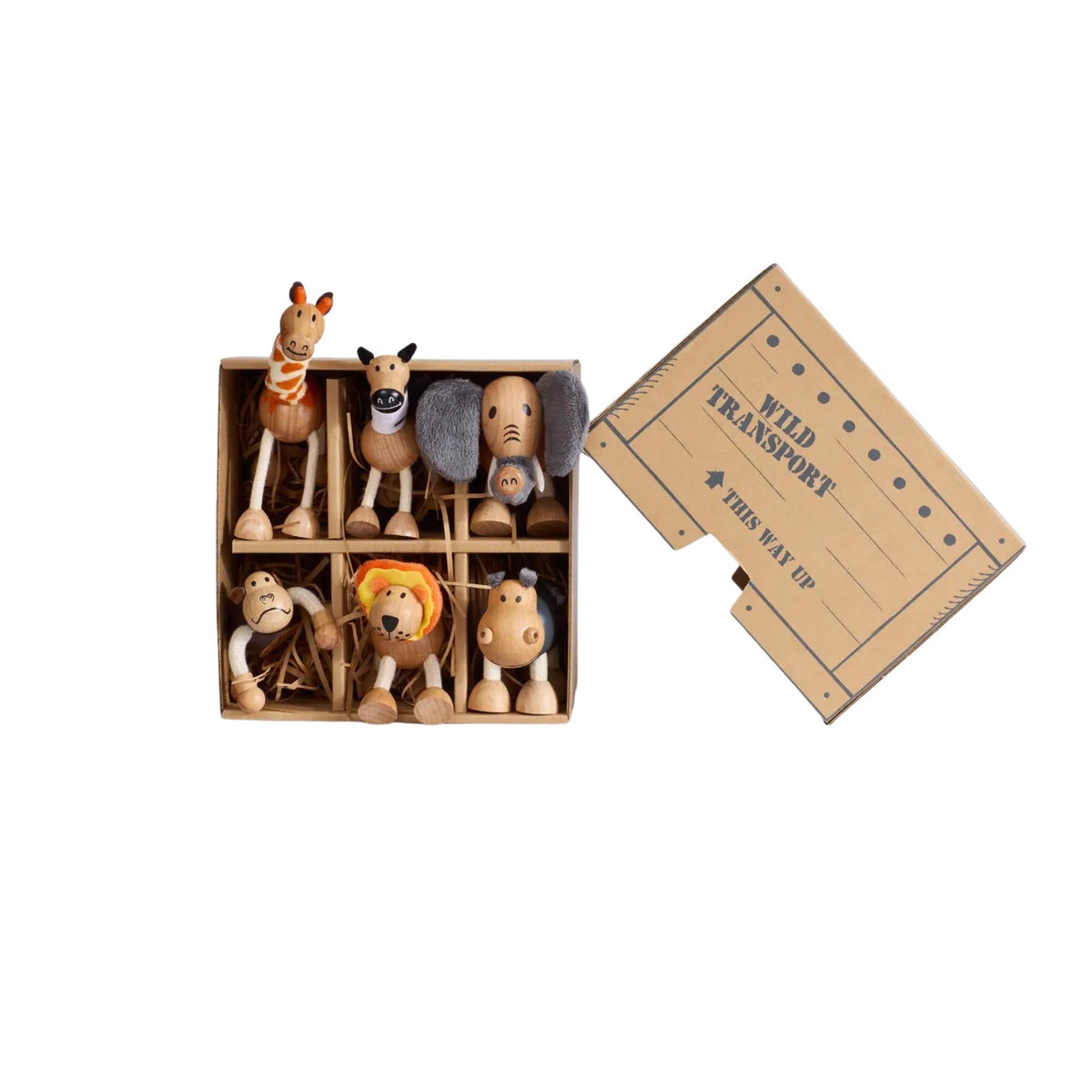 Roaming Mountains Wooden Animal 6-Piece Bundle in Gift Crate