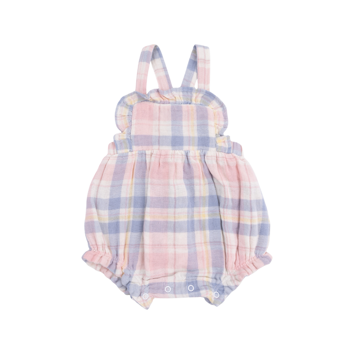 Dusty Plaid Oxford Bubble Romper