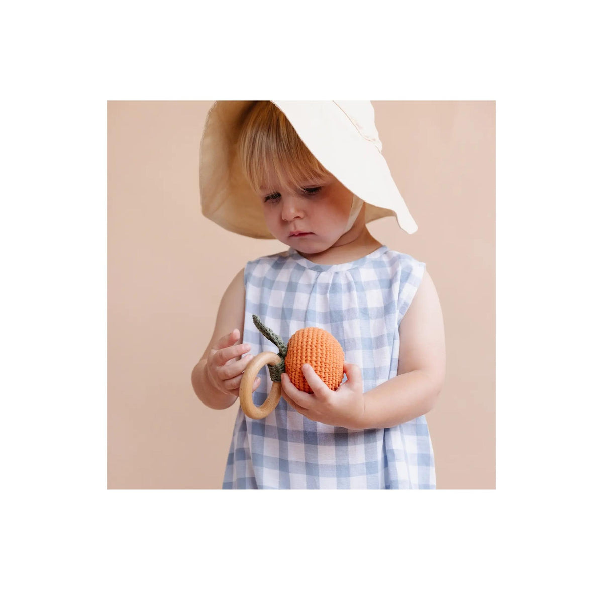 Orange Cotton Crochet Teether Rattle