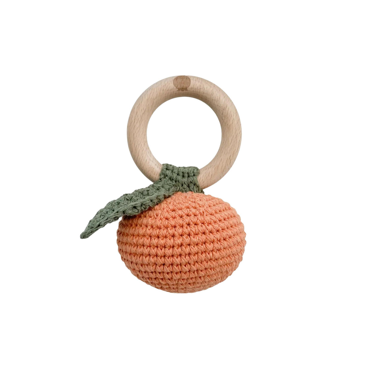 Orange Cotton Crochet Teether Rattle