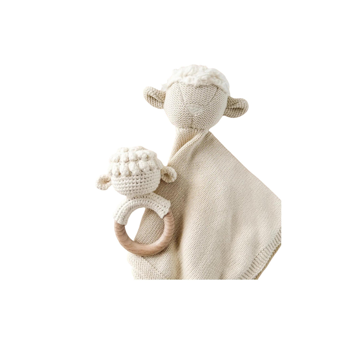 Natural Lamb Cotton Crochet Teether Rattle