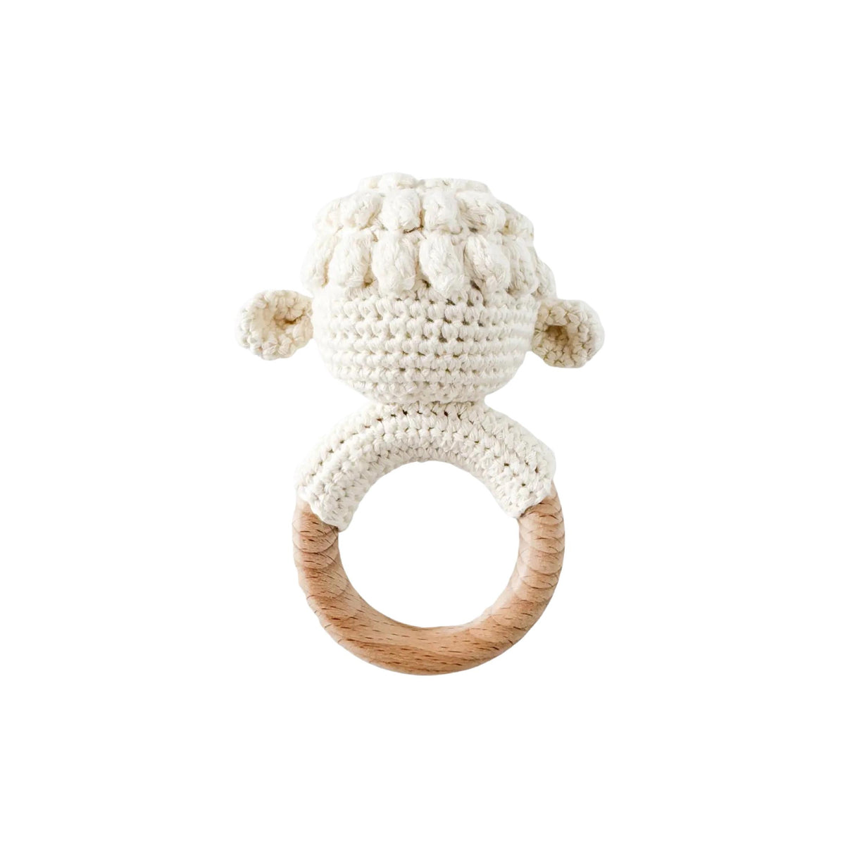 Natural Lamb Cotton Crochet Teether Rattle