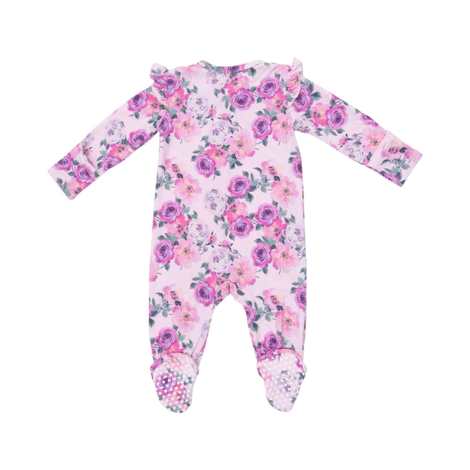 Rose Abundance 2-Way Ruffle Sleeve Zipper Footie