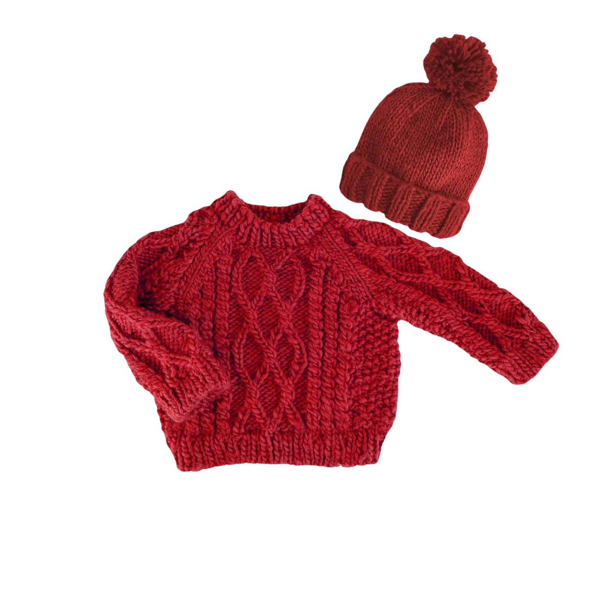 Fisherman Red Hand Knit Sweater