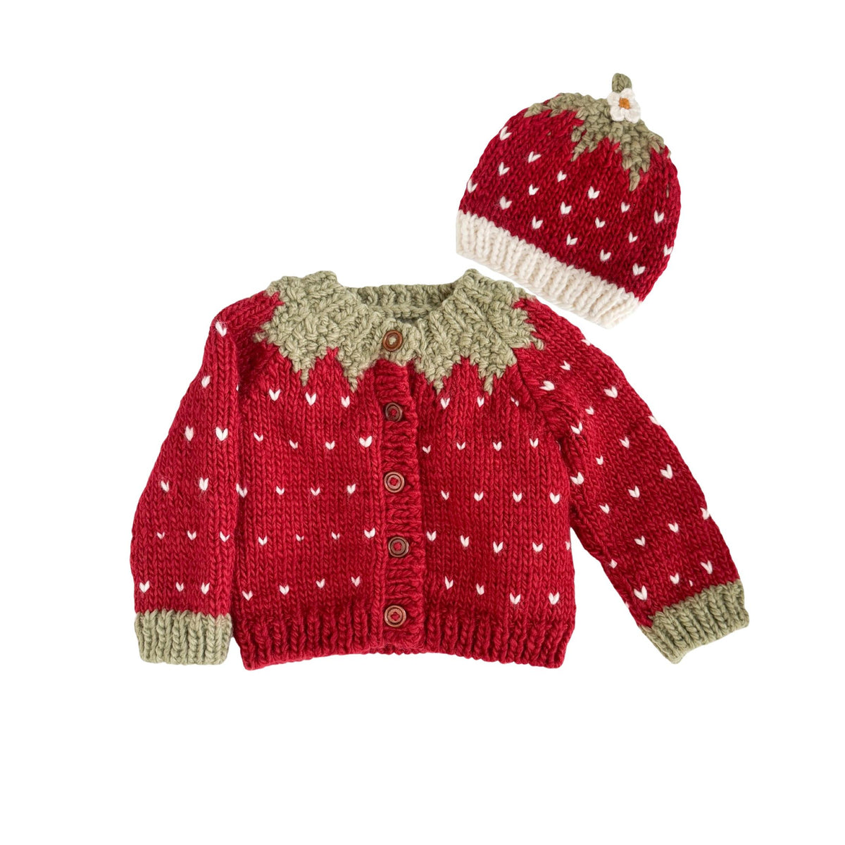 Strawberry Hand Knit Beanie Hat