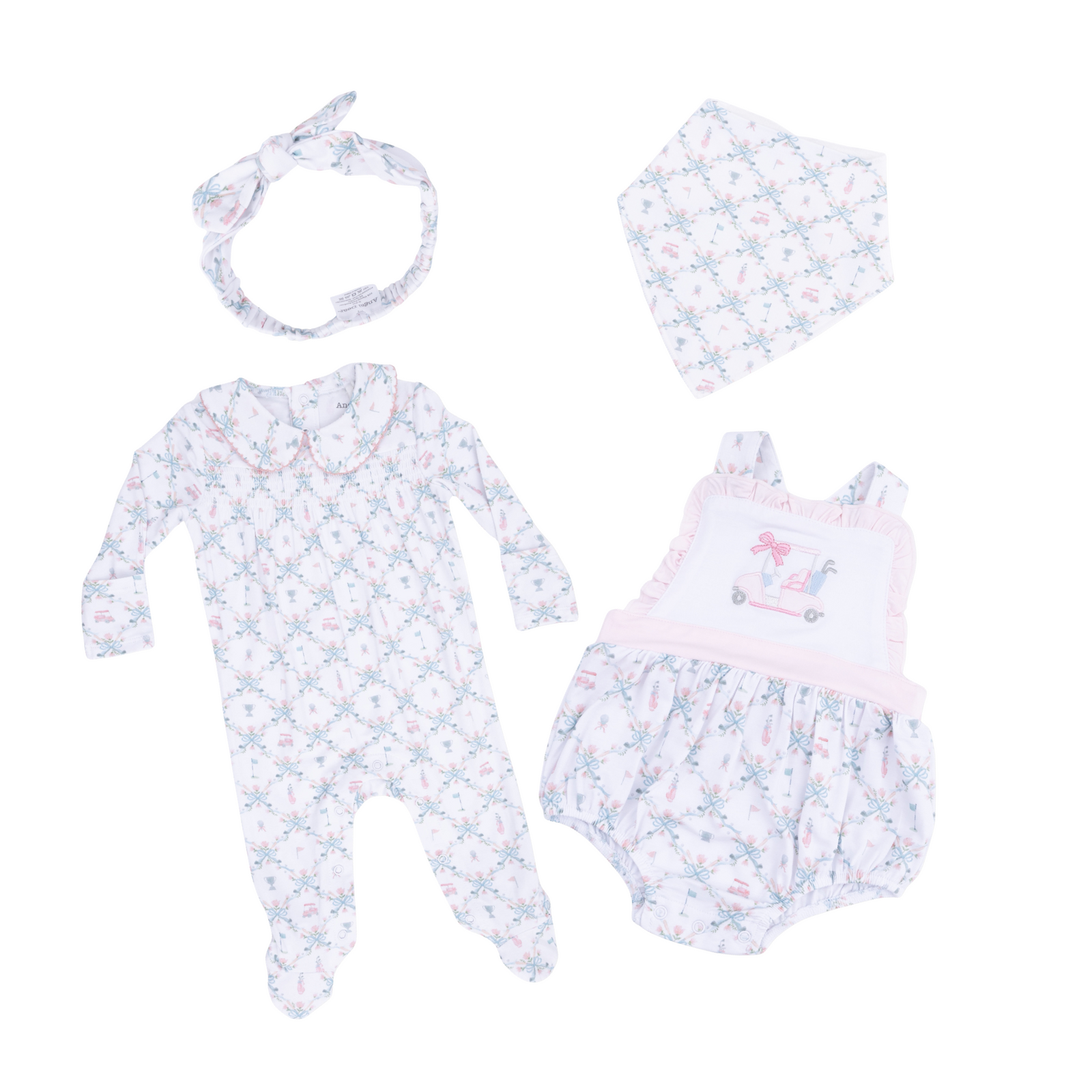 Golf Trellis Pink Ruffle Bubble Romper