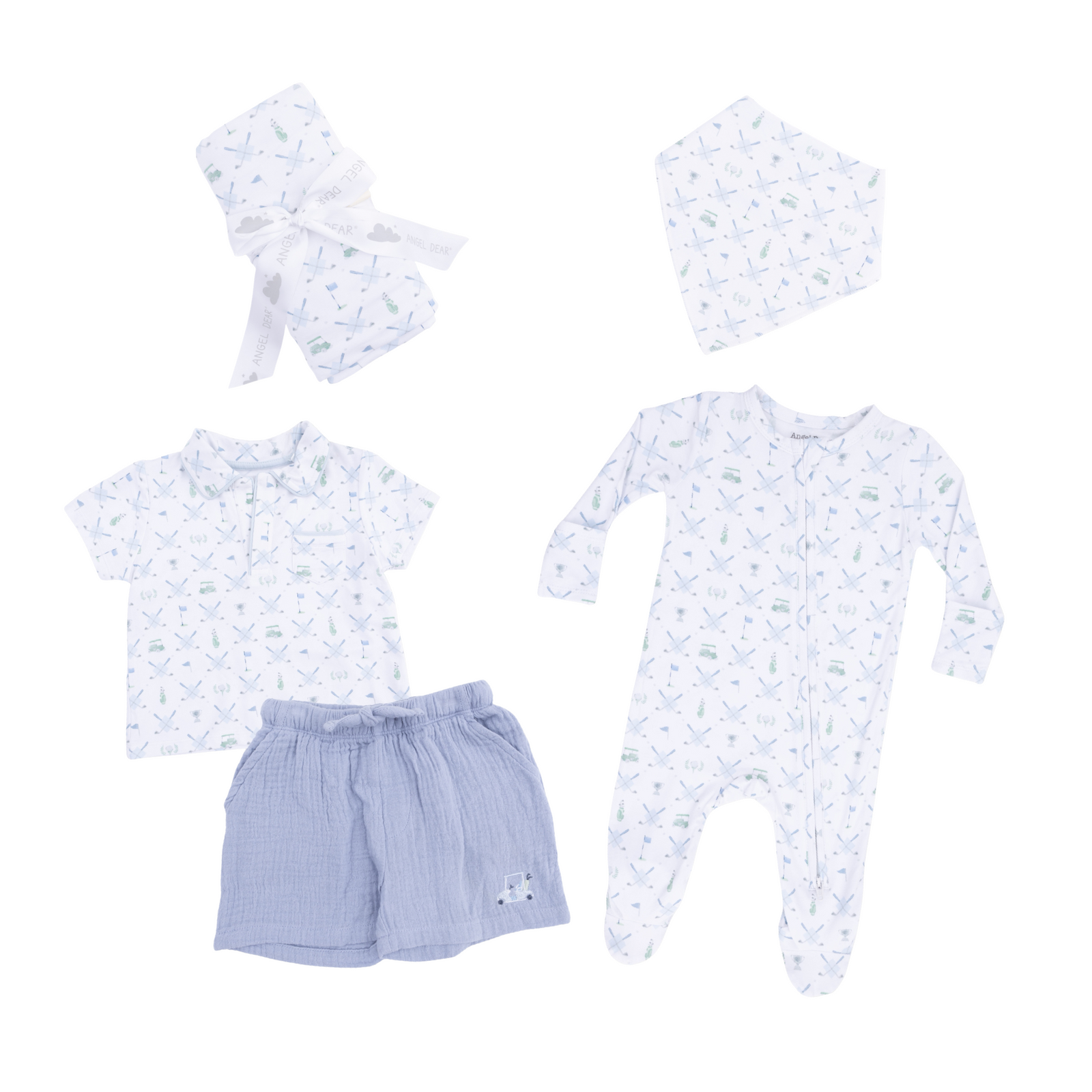 Golf Trellis Blue 2-Way Zipper Footie