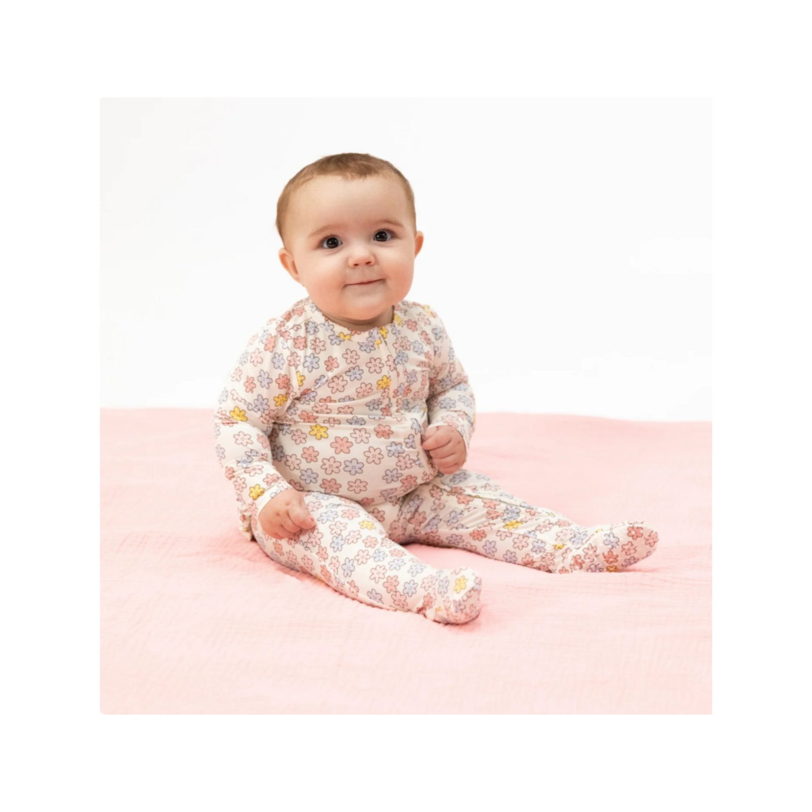 Sarah Floral 2-Way Ruffle Zipper Footie