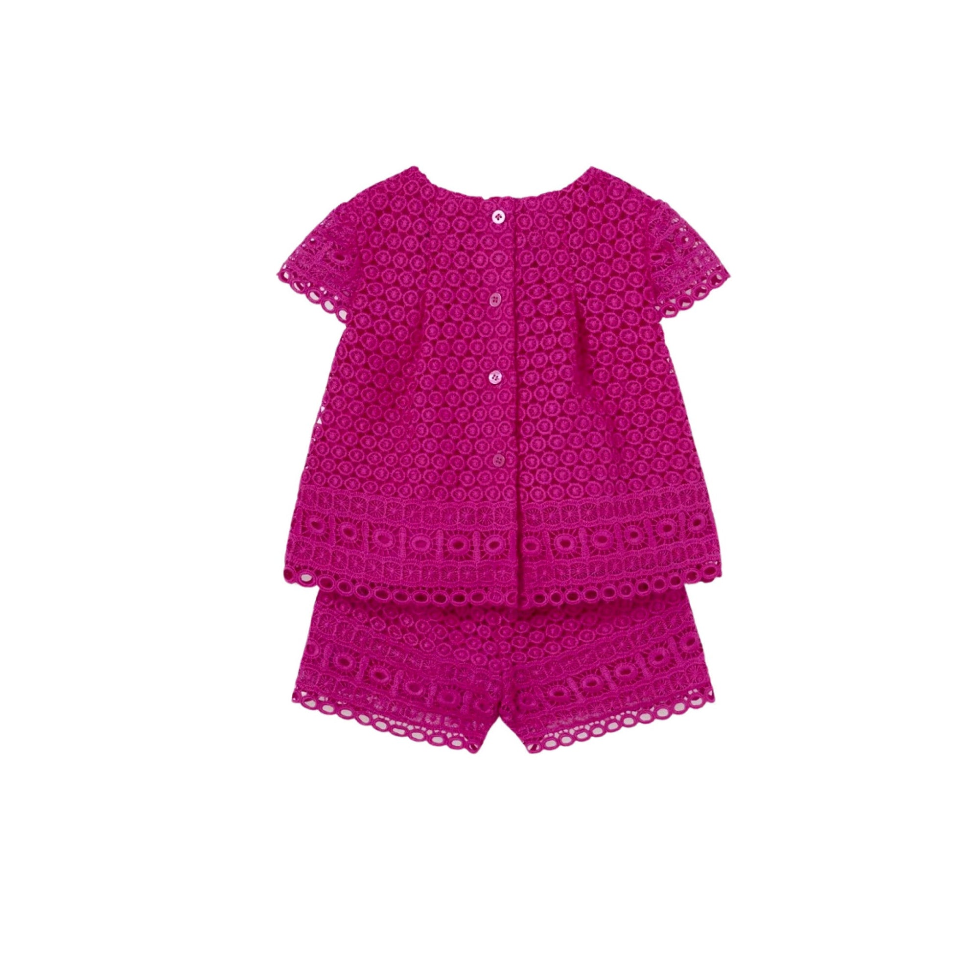 Baby Girl Fuchsia Lace Short Set