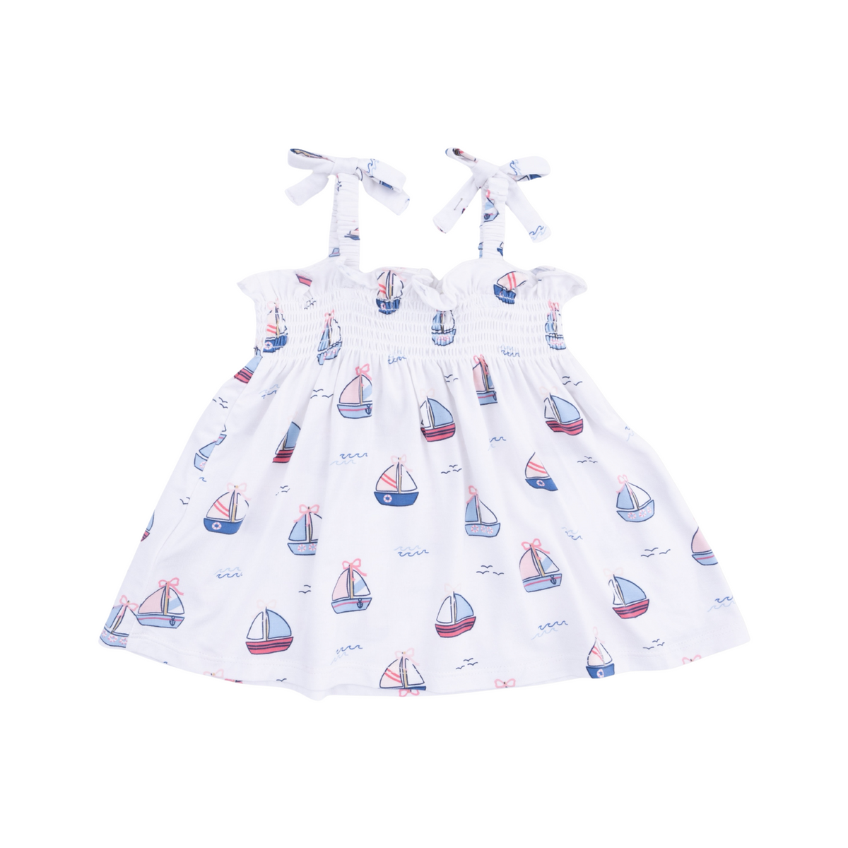 Bubbly Sailboats Pink Smocked Top & Bike Shorts