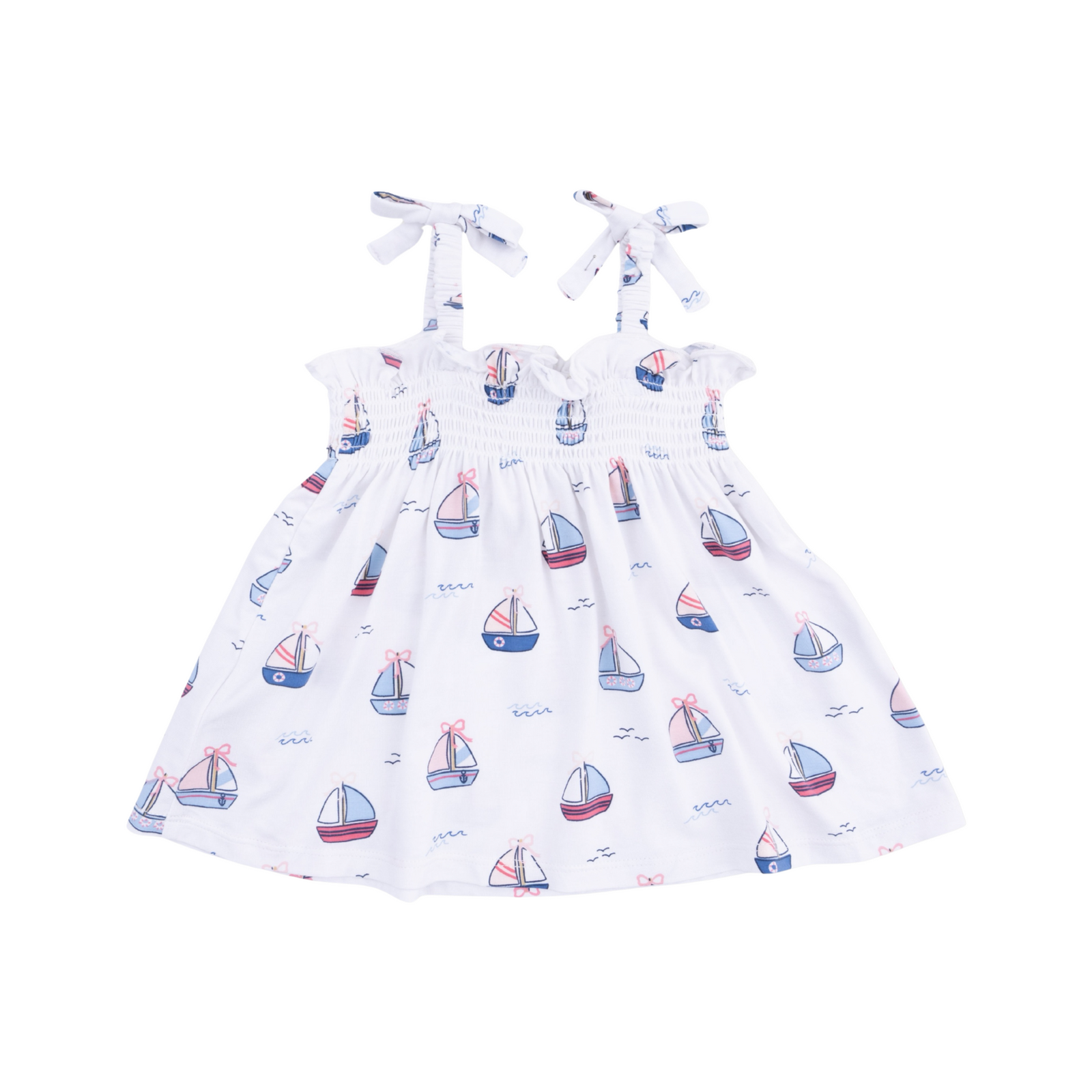 Bubbly Sailboats Pink Smocked Top & Bike Shorts