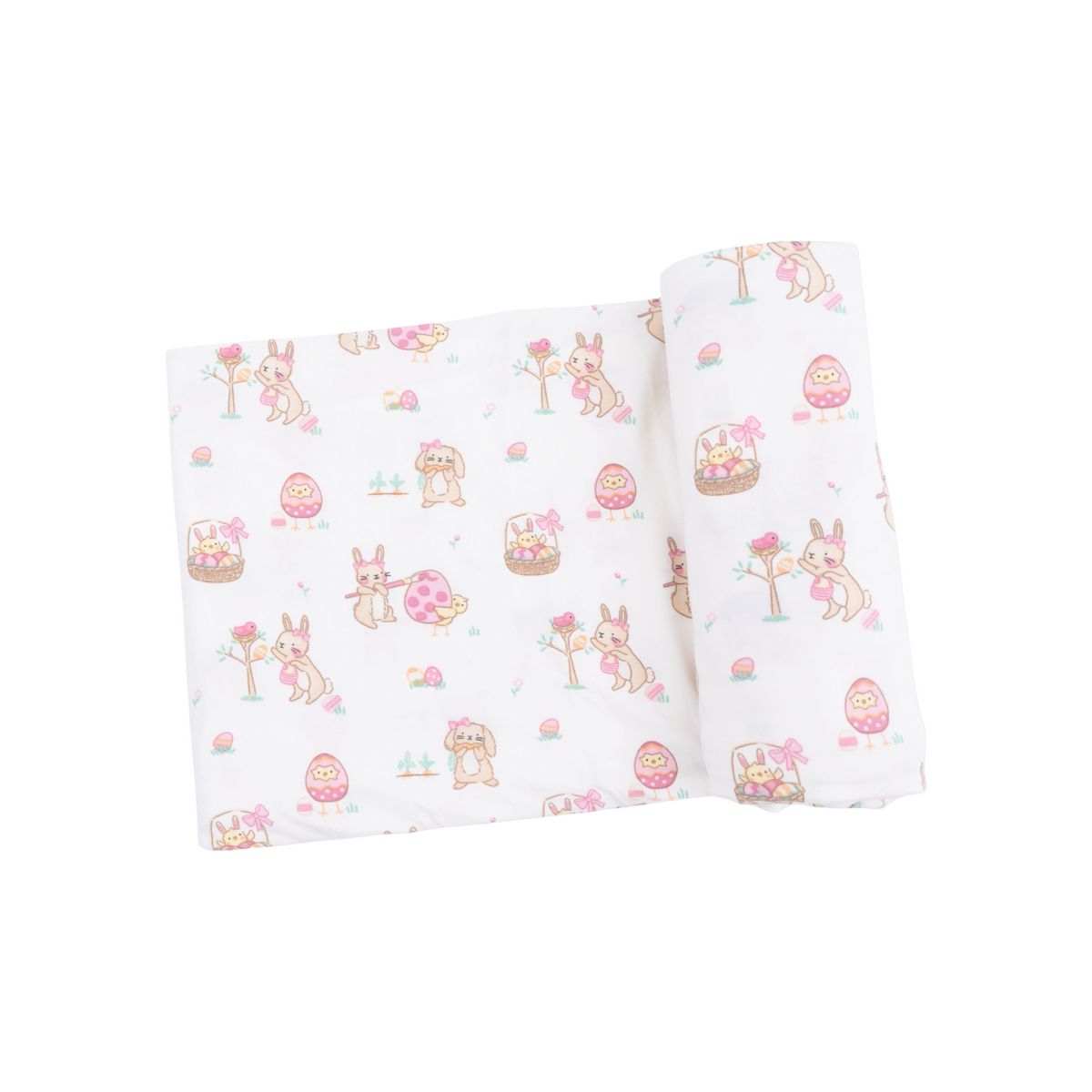 Easter Egg Hunt Pink Swaddle Blanket