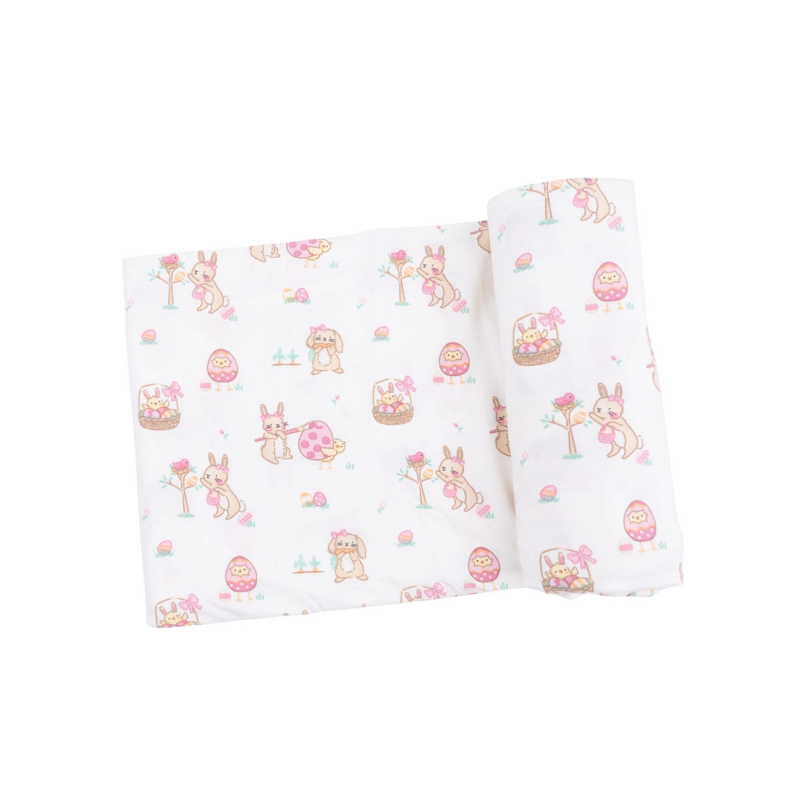 Easter Egg Hunt Pink Swaddle Blanket