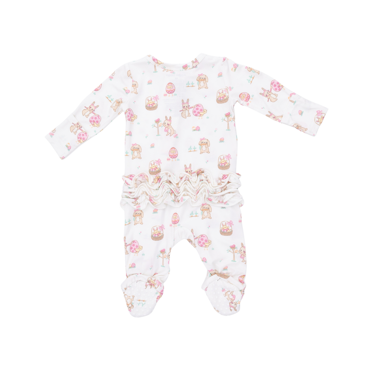 Easter Egg Hunt Pink 2-Way Ruffle Zipper Footie