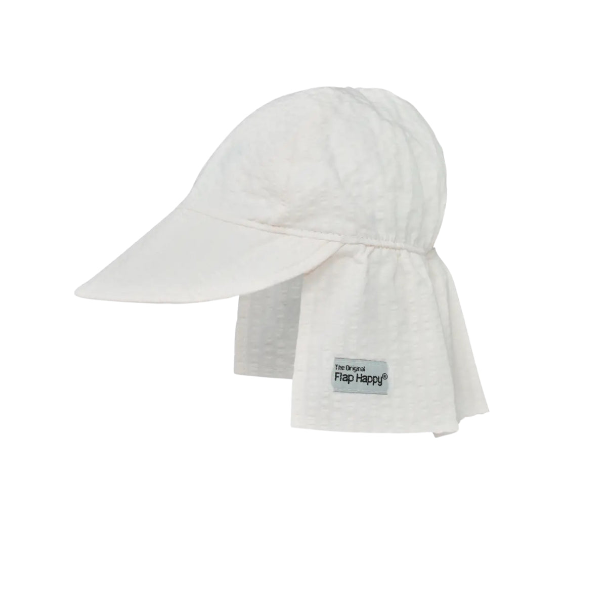 Vanilla Seersucker Stripe Flap Sun Hat