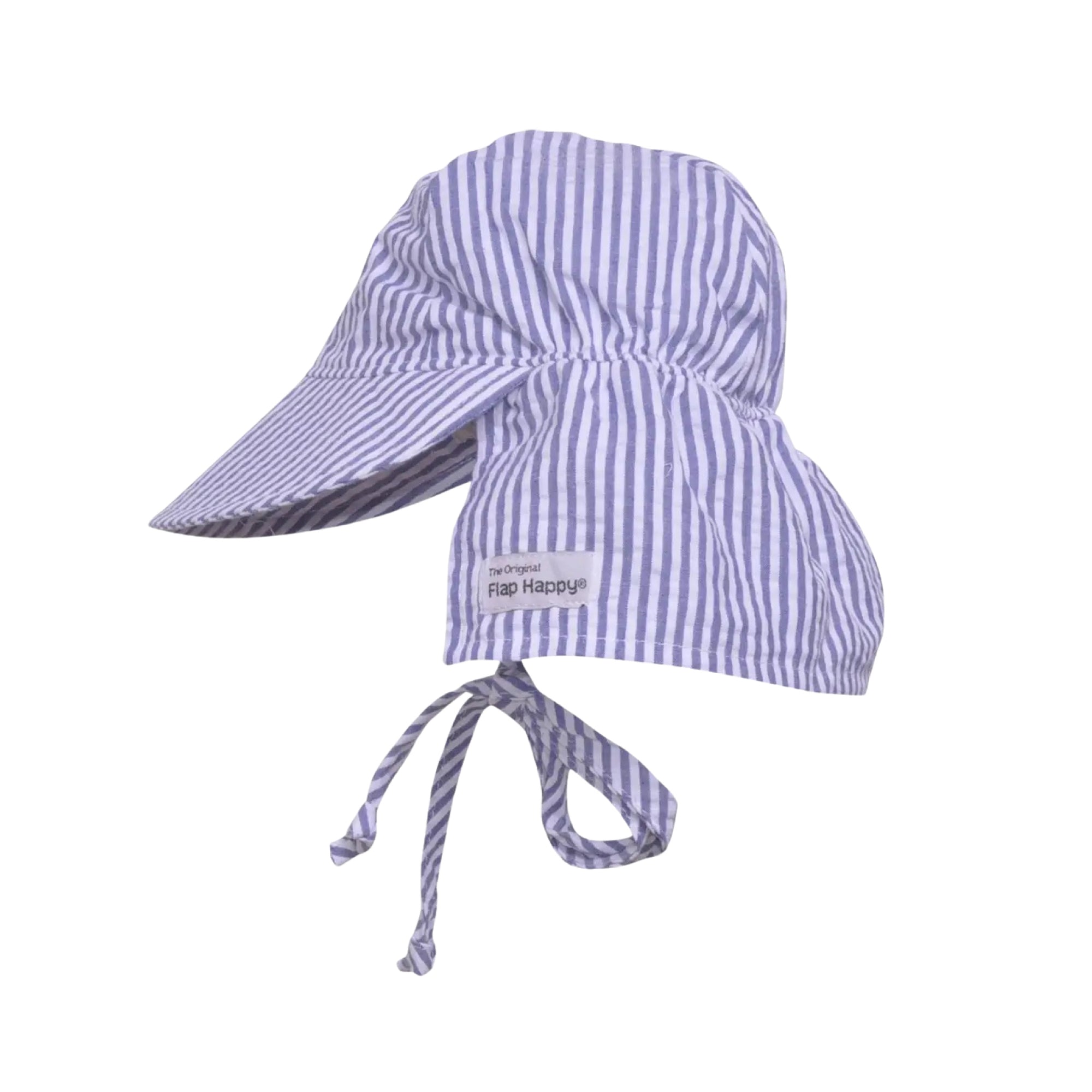 Chambray Stripe Seersucker Flap Sun Hat