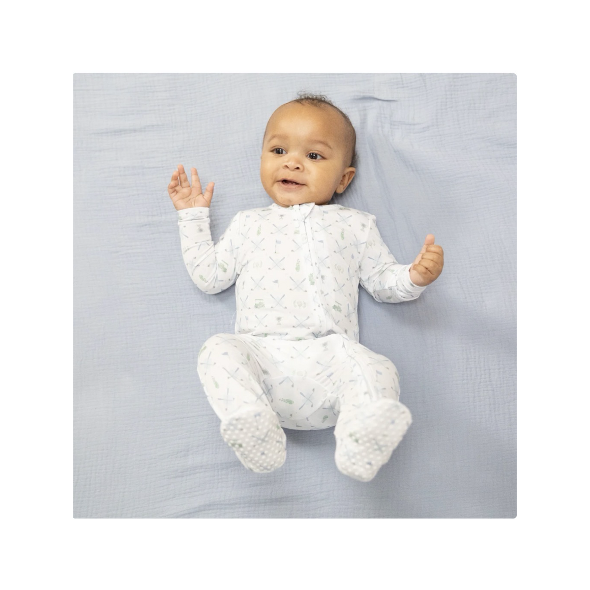 Golf Trellis Blue 2-Way Zipper Footie