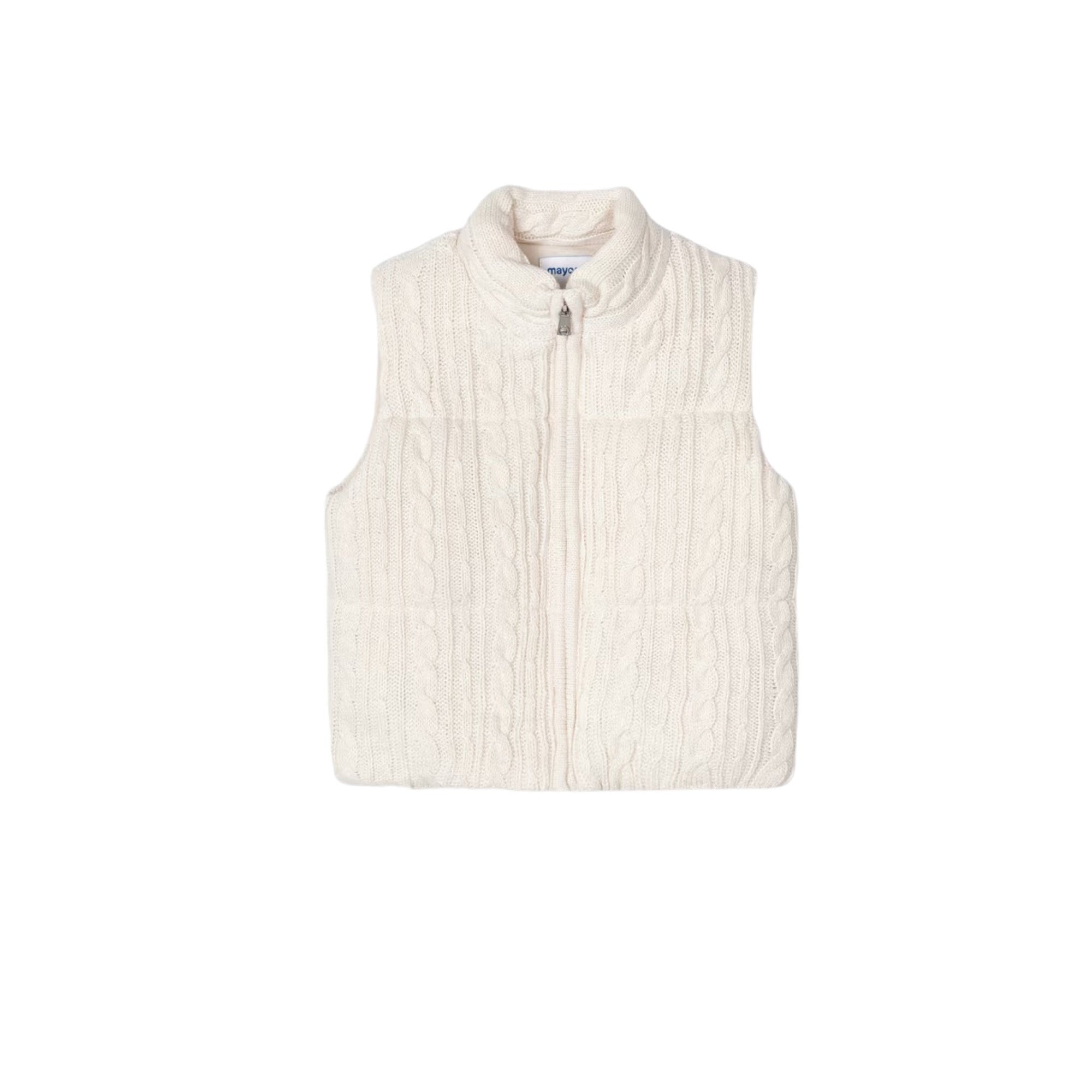 Padded Ivory Knit Sweater Vest