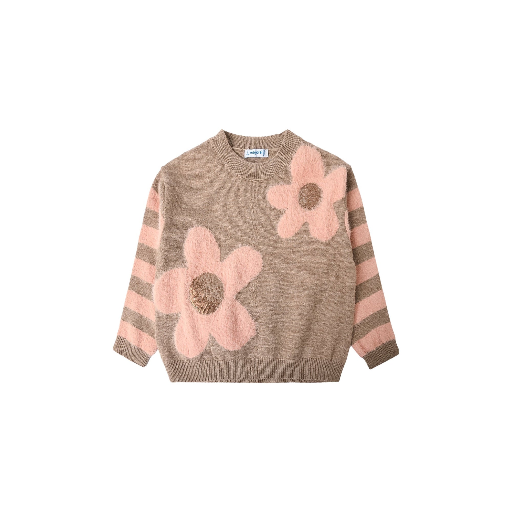 Mocha & Pink Flower Sweater