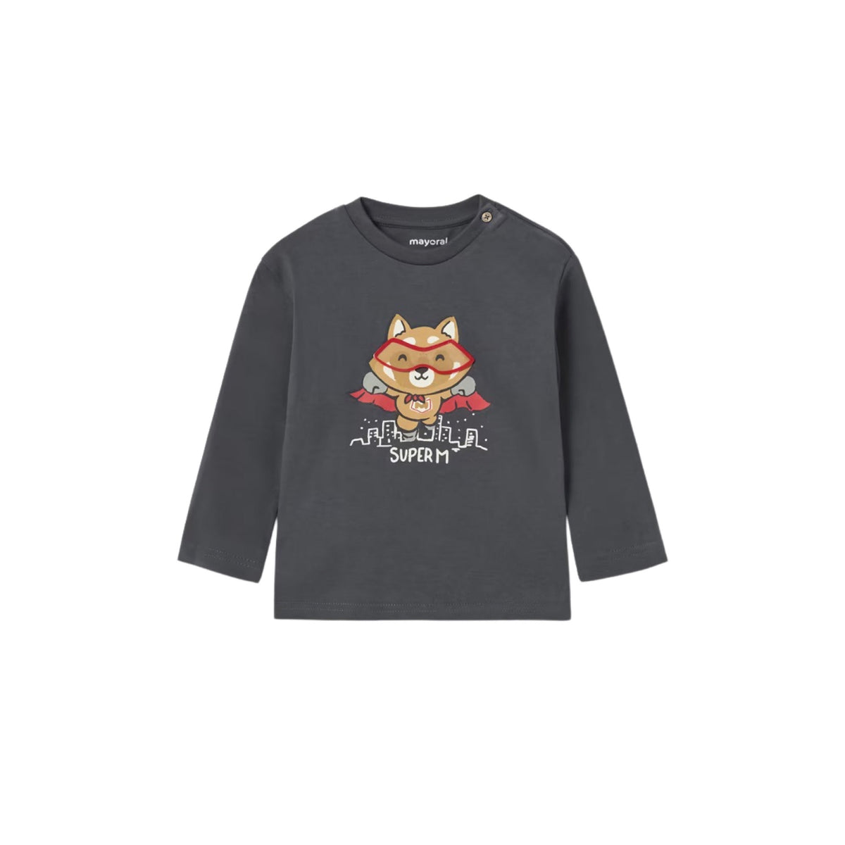 Raccoon Appliqué Long Sleeve Navy Shirt