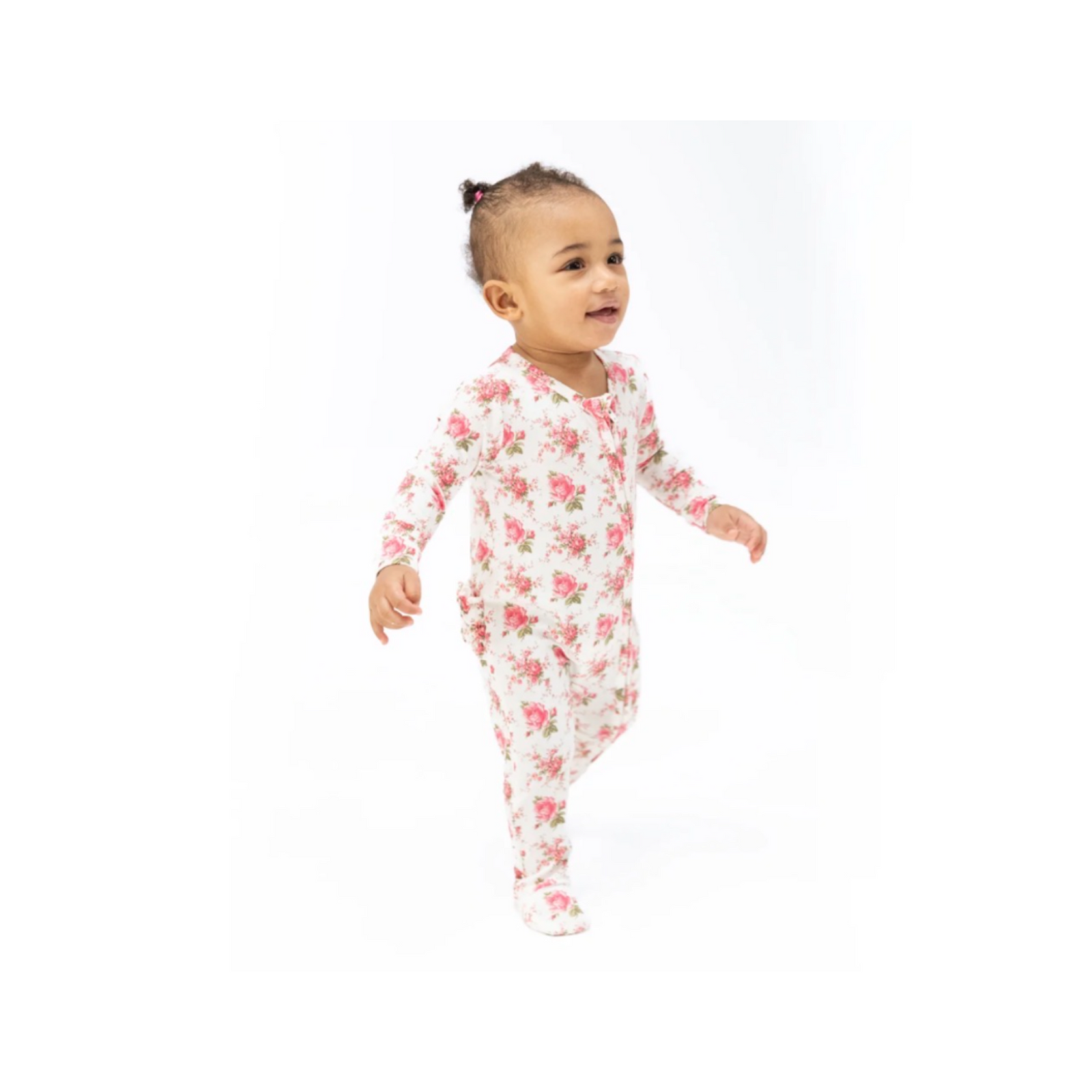 Elegant Roses 2-Way Ruffle Zipper Footie