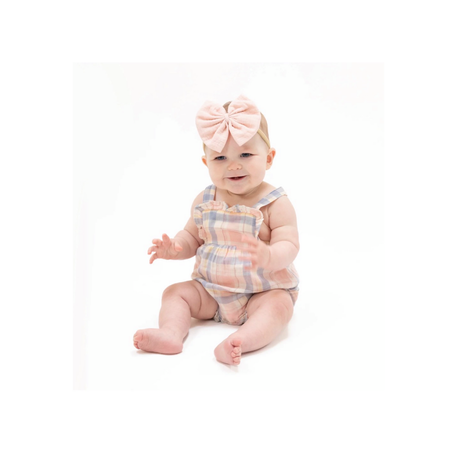 Dusty Plaid Oxford Bubble Romper