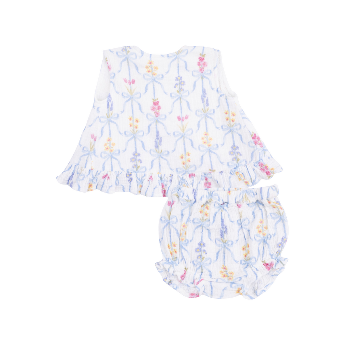 Ribbon Bouquet Ruffle Back Top and Bloomer