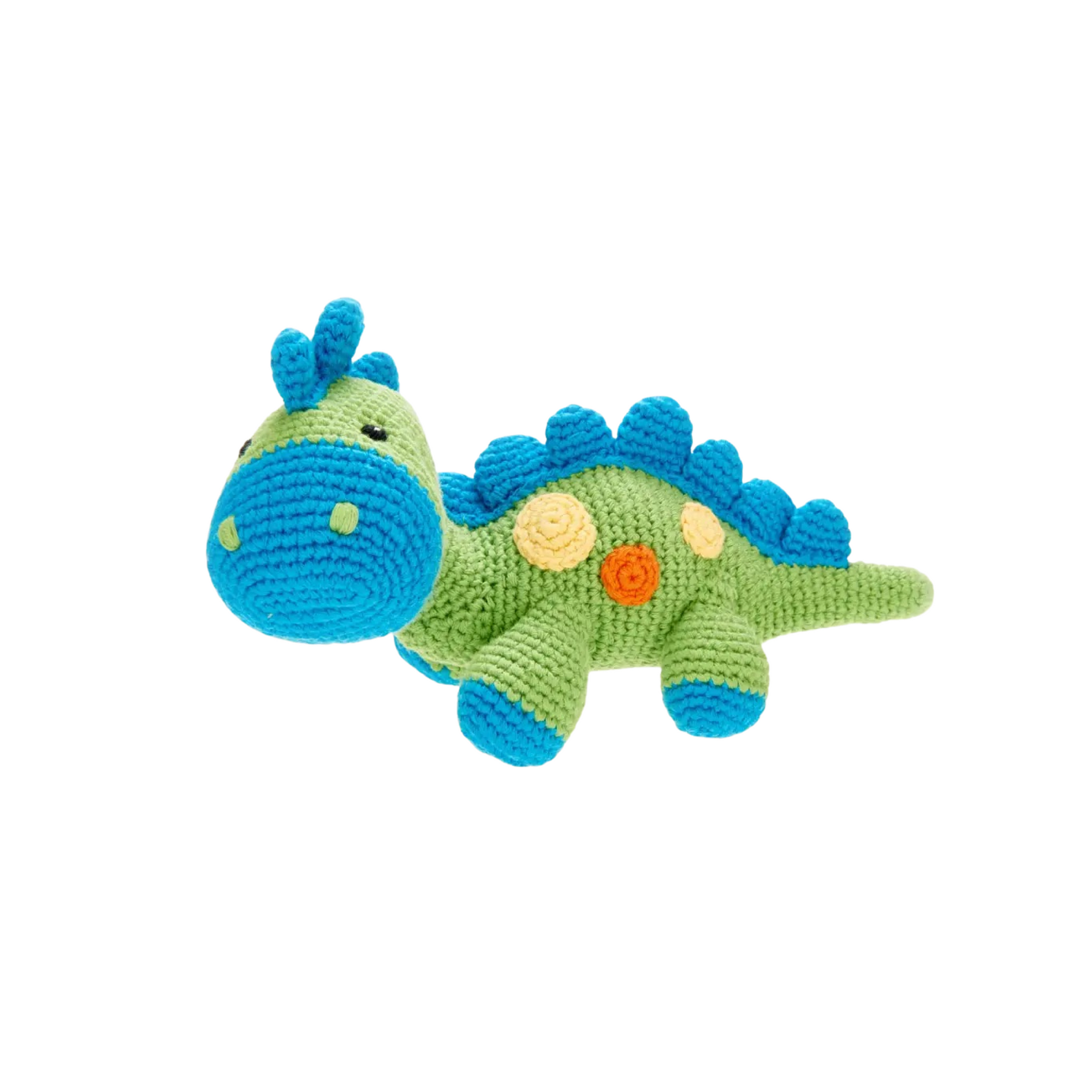 Green Stegosaurus Plush Dino Toy Rattle