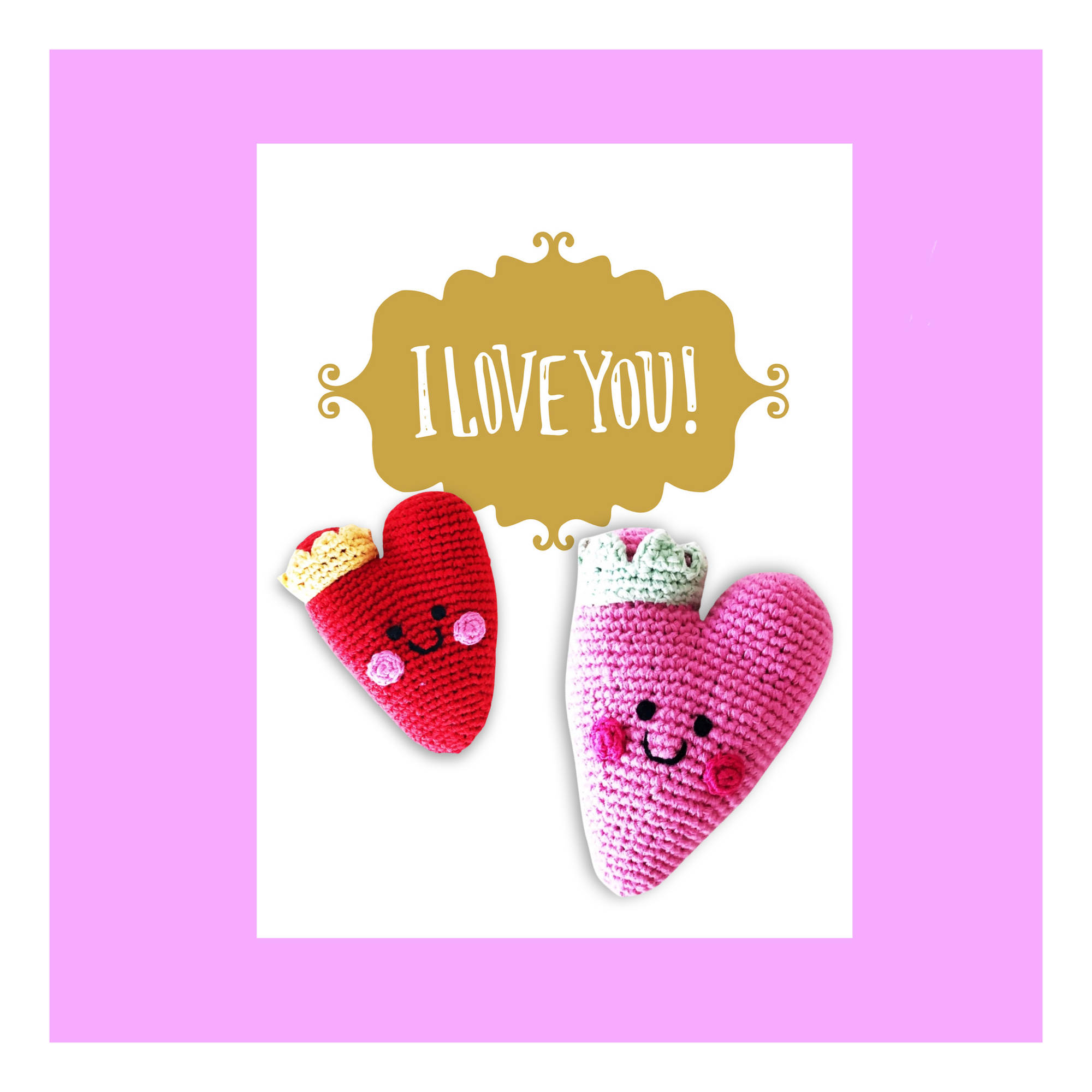 Pink Plush Heart Baby Toy Rattle