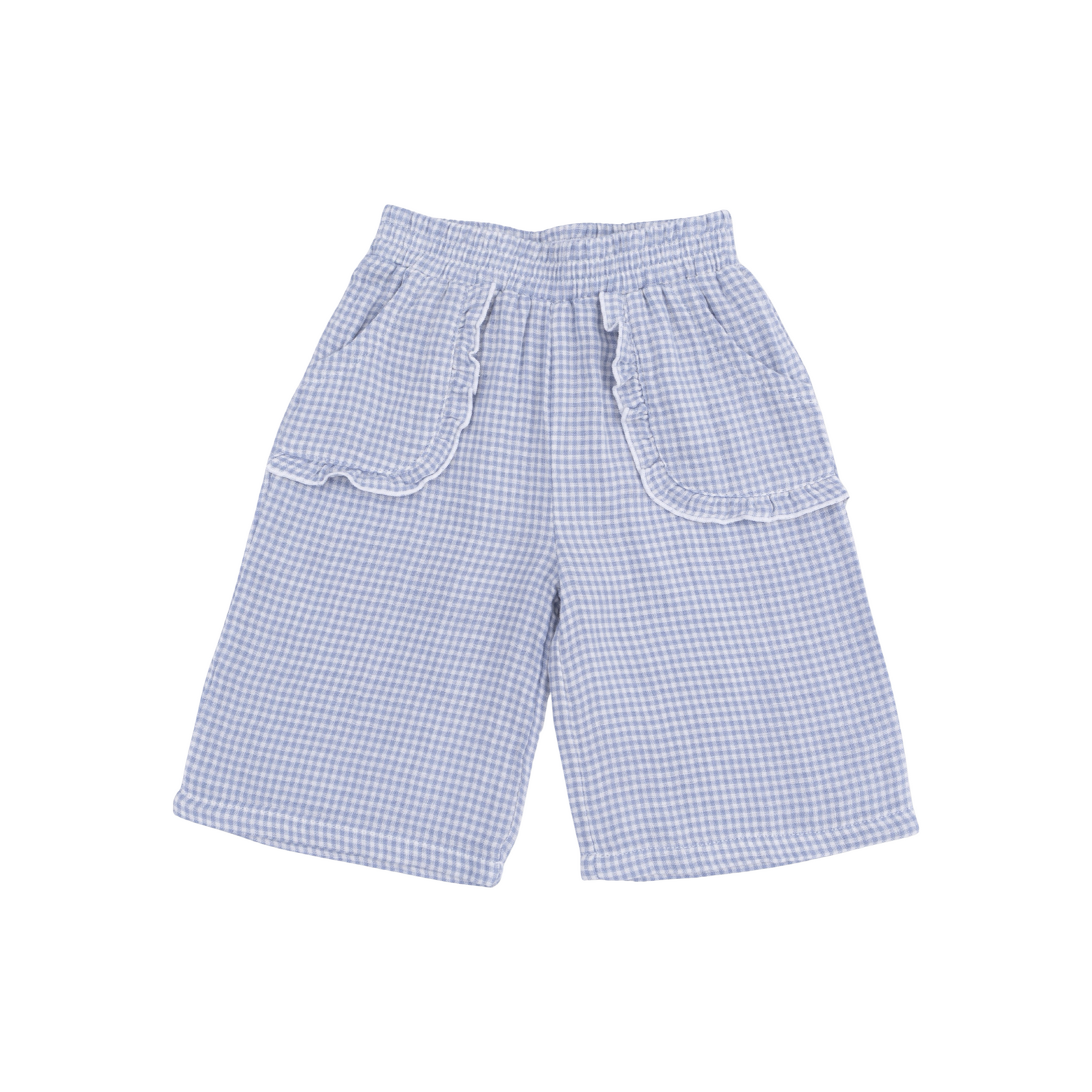 Micro Gingham Peplum Top W/Pant Set