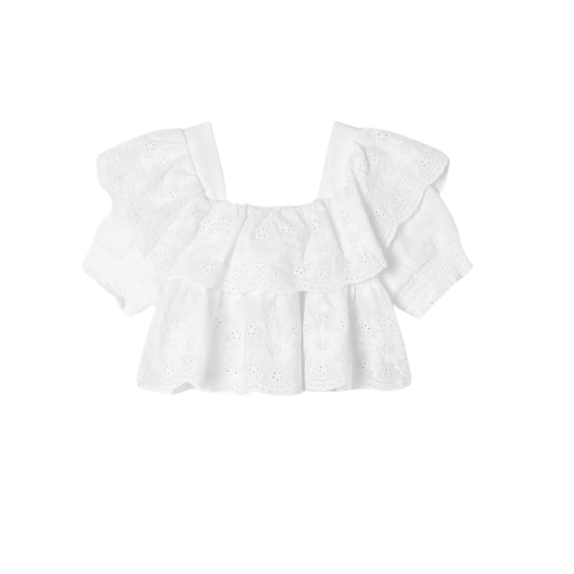 Girls Ruffled Embroidered Frill Blouse