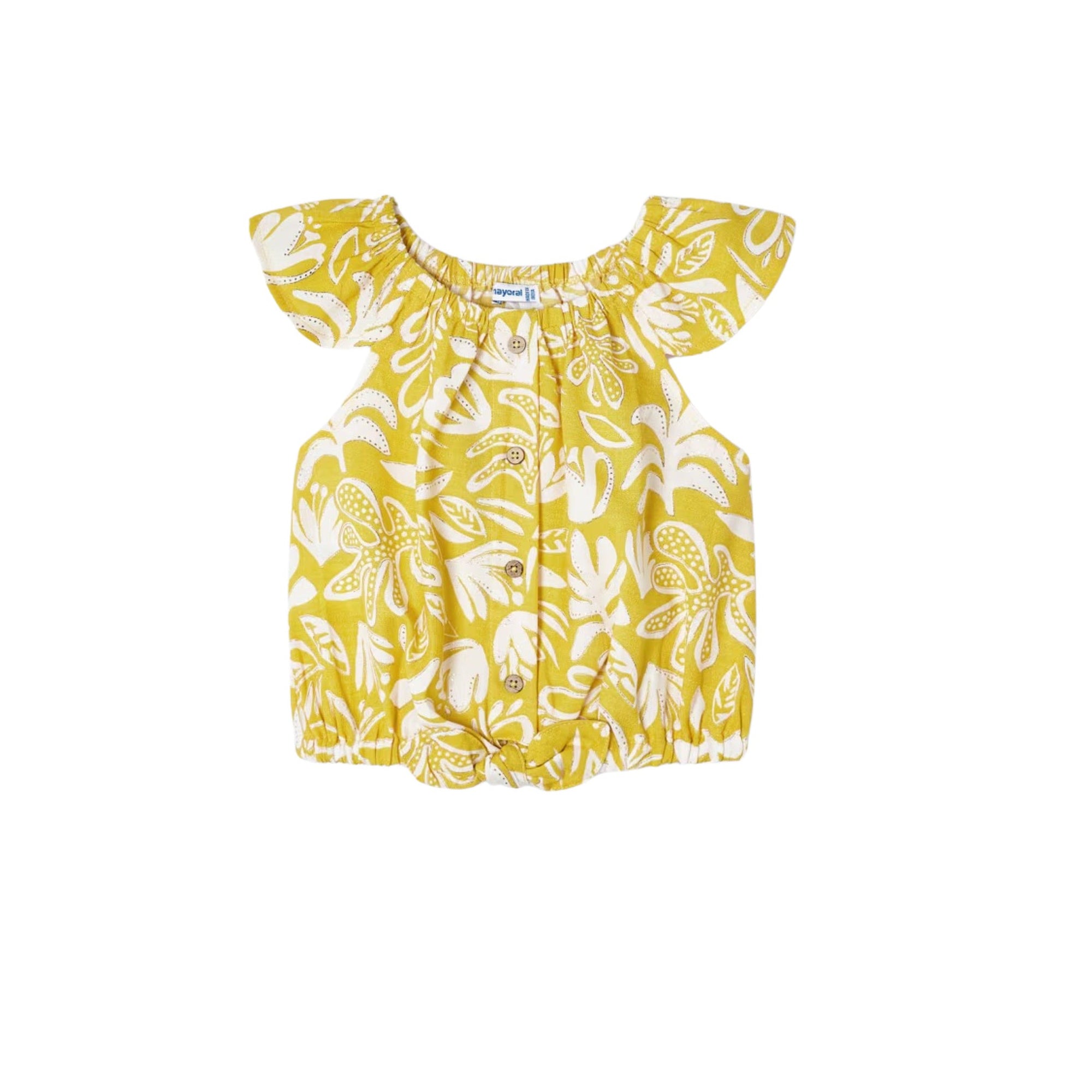 Girls Yellow Floral Printed Blouse