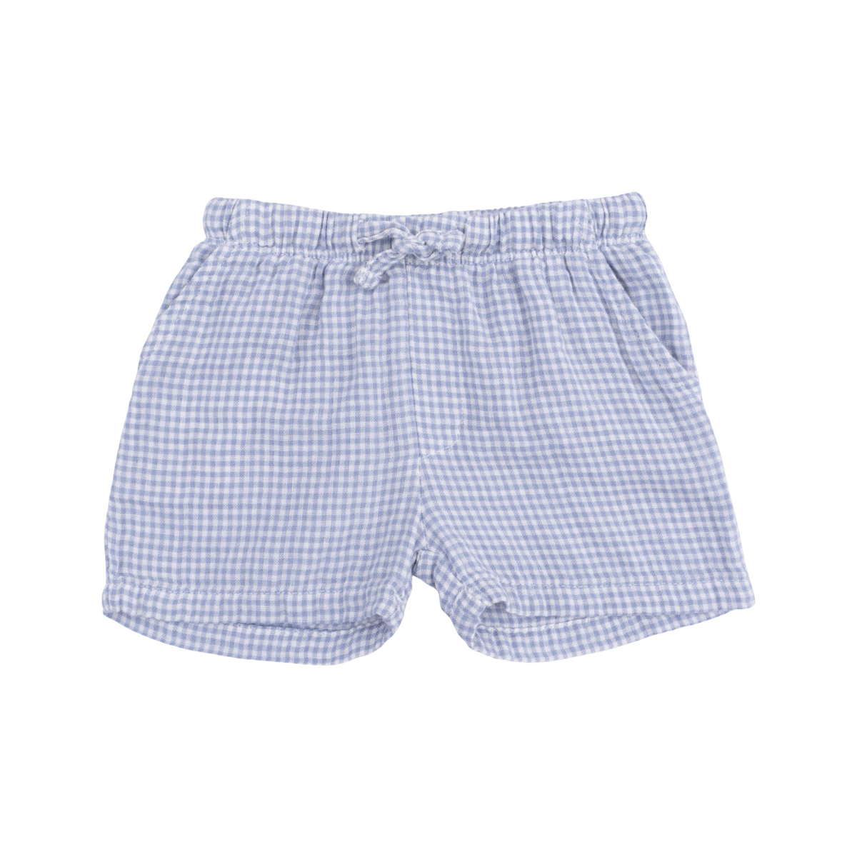 Micro Gingham Blue Blizzard Polo Button Up Shirt W/Casual Short