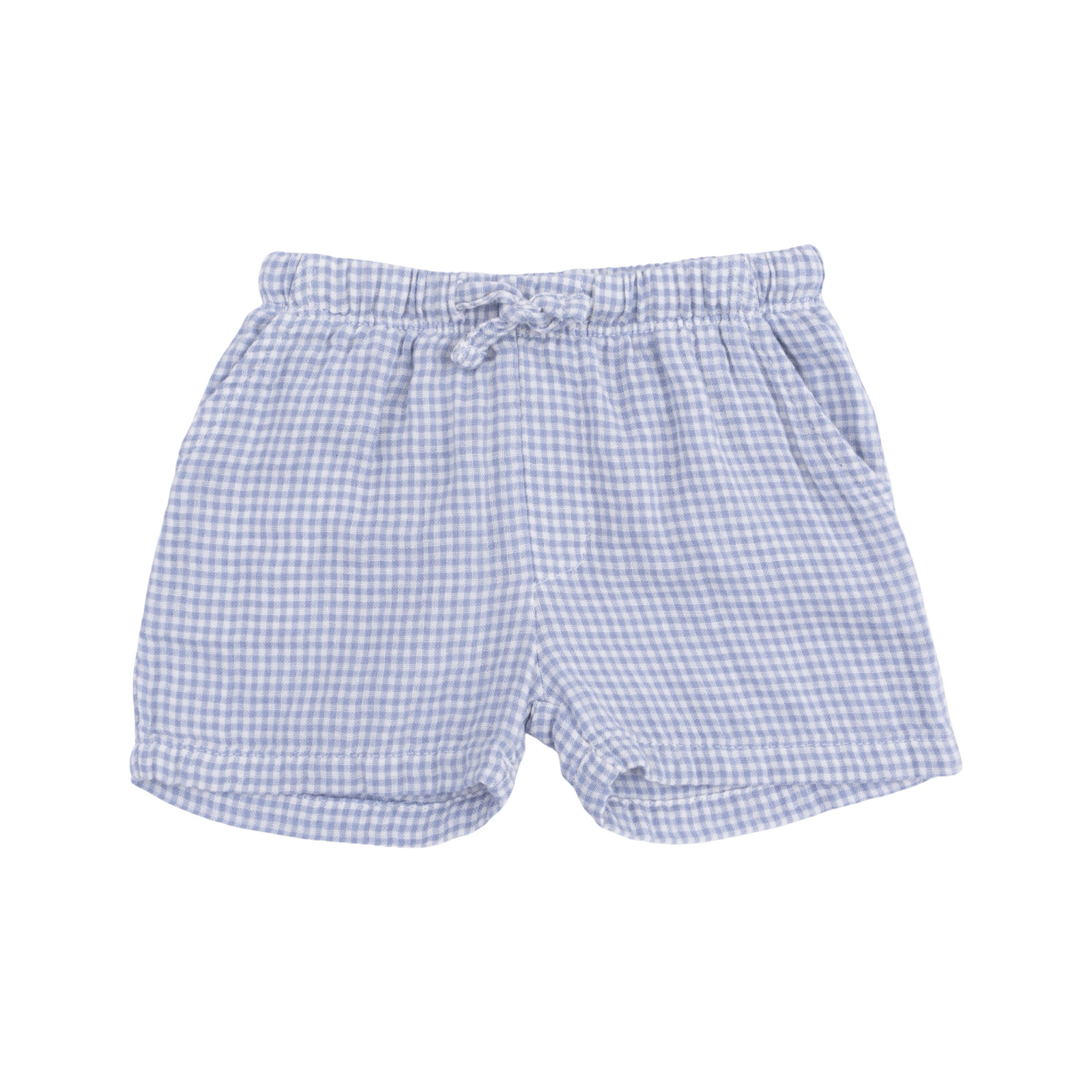 Micro Gingham Blue Blizzard Polo Button Up Shirt W/Casual Short