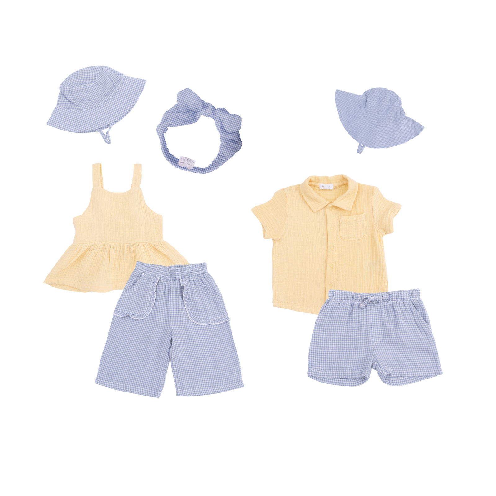 Micro Gingham Peplum Top W/Pant Set