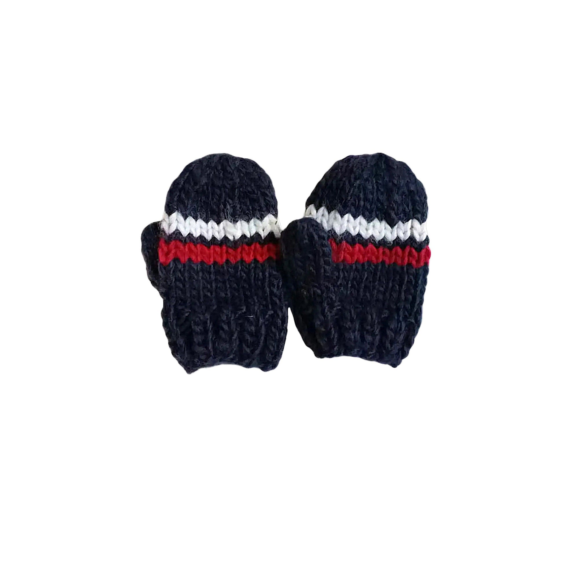 Navy Hand Knit Ski Mittens