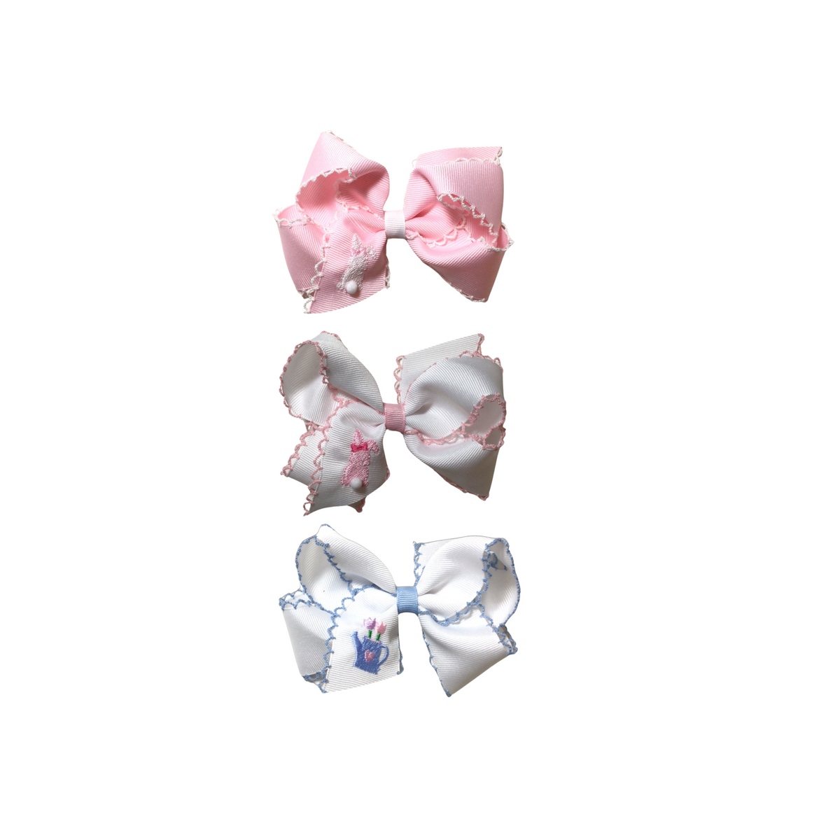 Embroidered Spring Bow Clip