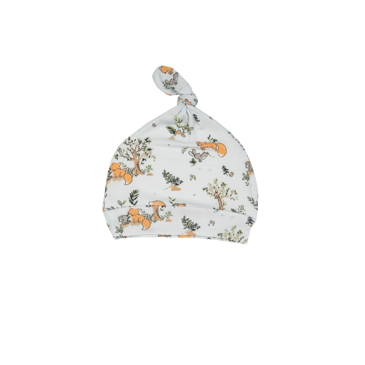 Baby Foxes Blue Knotted Newborn Hat