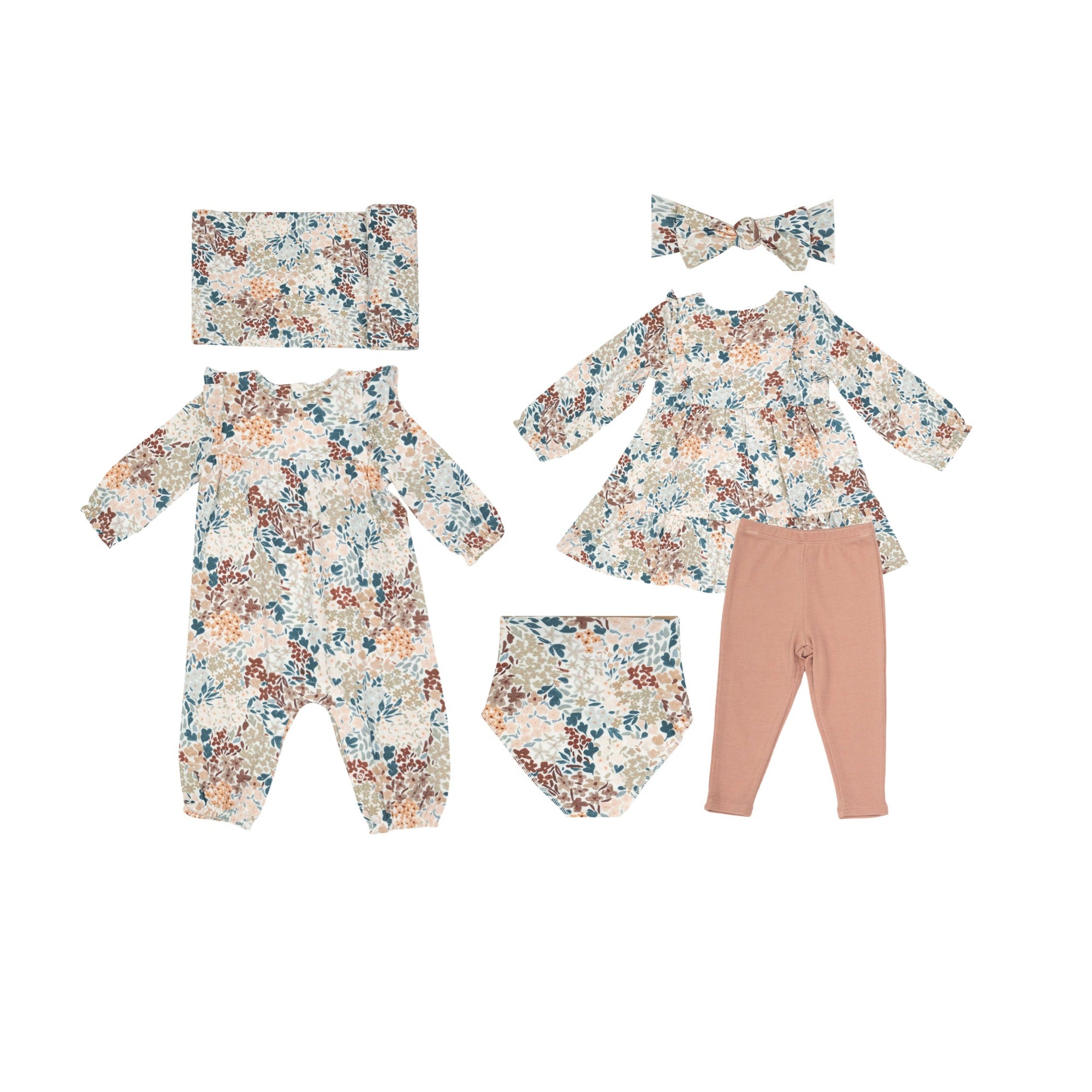 Painted Fall Floral Ruffle Romper