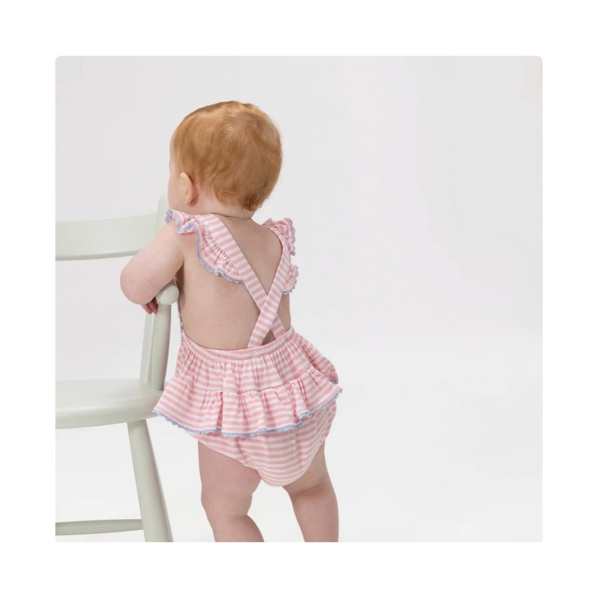 Cherry Stripe Ric Rac Ruffle Sunsuit