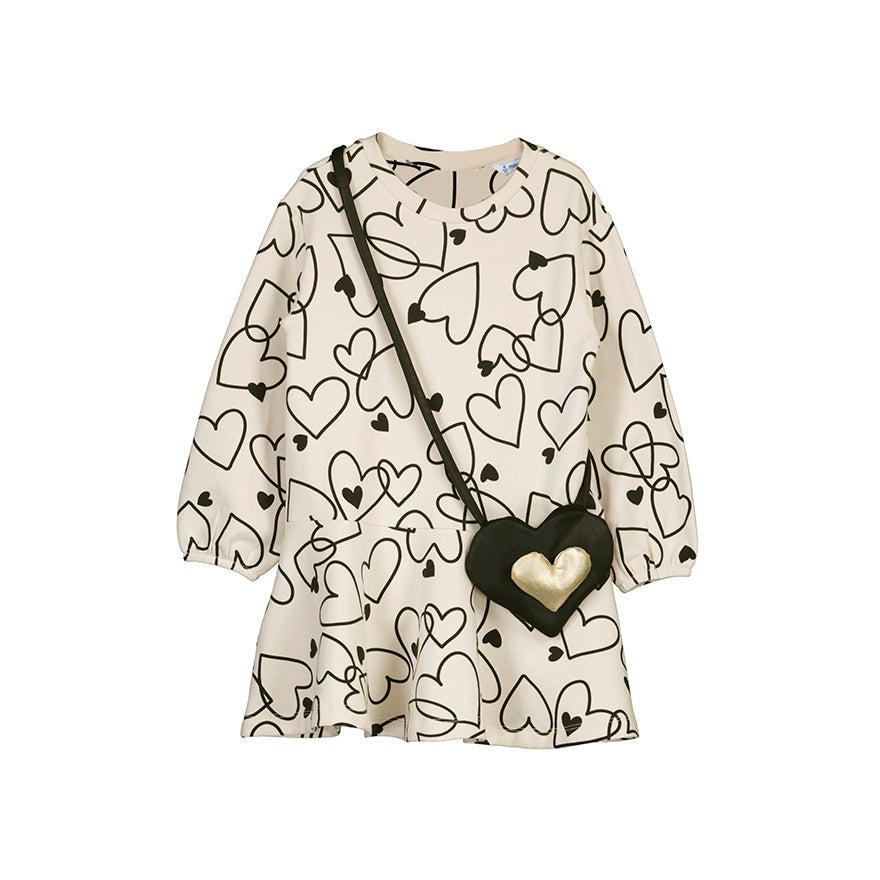 Heart Graphic Dress with Purse