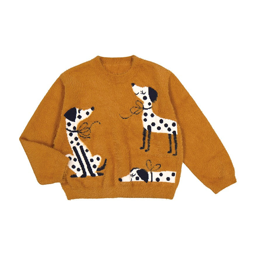 Intarsia Dalmatian Graphic Girls Sweater