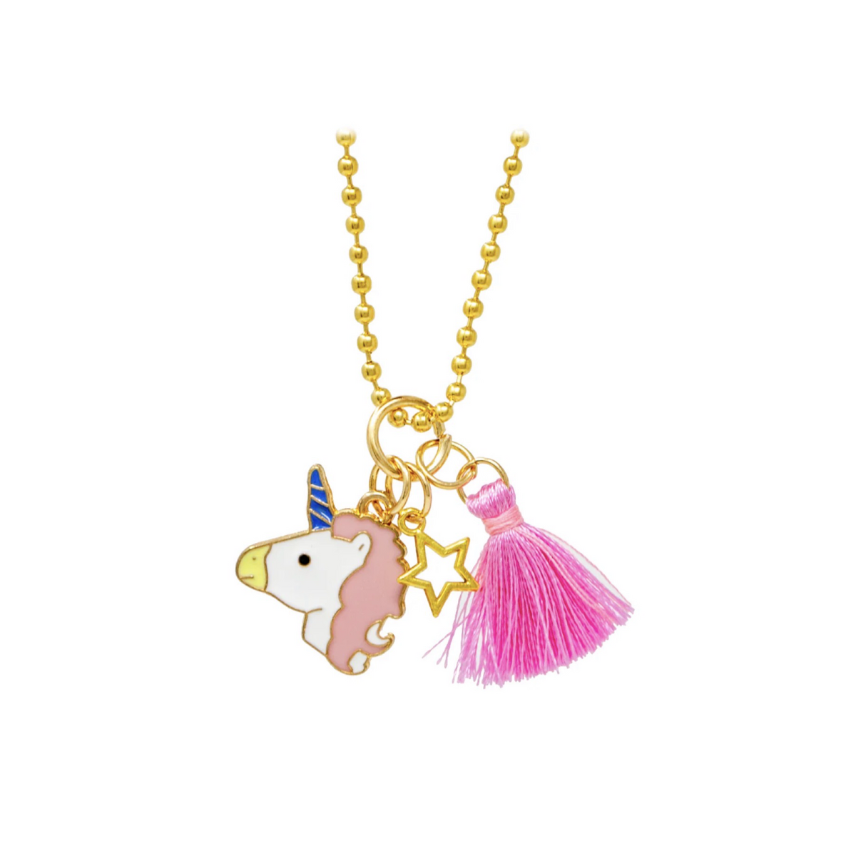 Unicorn Tassel And Star Gold Charm Necklace