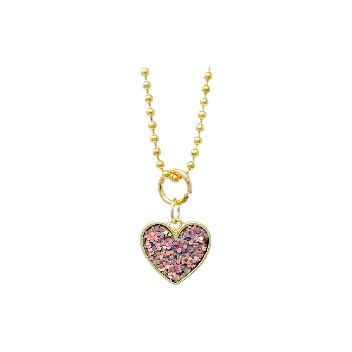 Sparkle Heart Gold Charm Necklace
