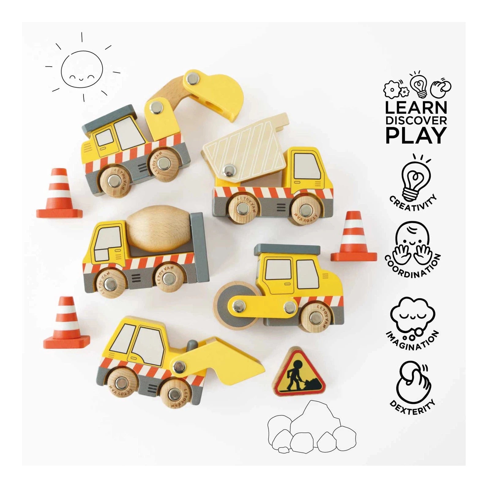 Wooden Construction Vehicle Set