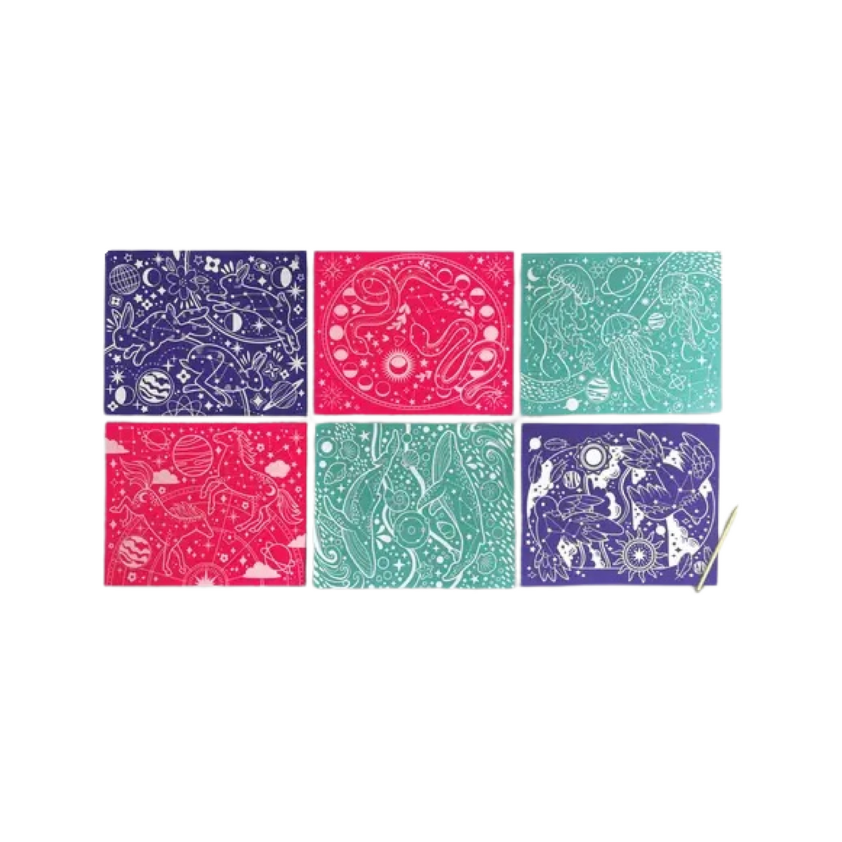 Scratch &amp; Shine Foil Art Scratch Kit Celestial Skies